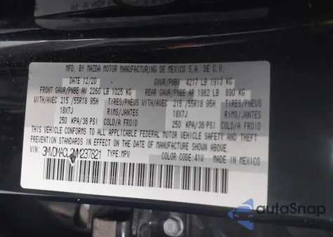 2021 Mazda Cx-30 Preferred z USA, uszkodzony, nr VIN 3MVDMACL2MM237821